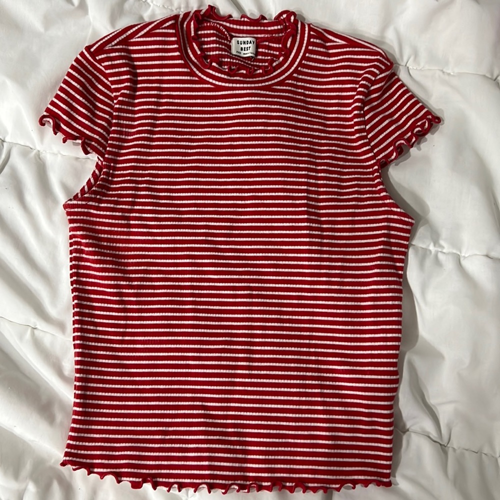 Sunday Best red & white striped t-shirt